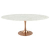 Lippa Oval Dining Table With Rose Base, Marble Top, 78"