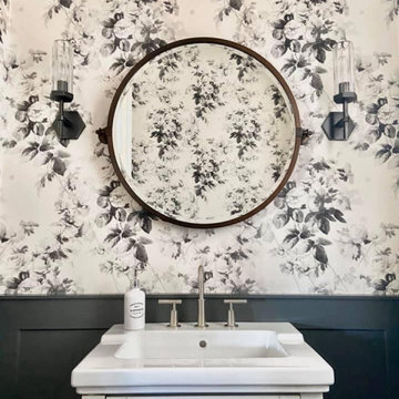 75 Farmhouse Wallpaper Powder Room Ideas You'll Love - March, 2022 | Houzz