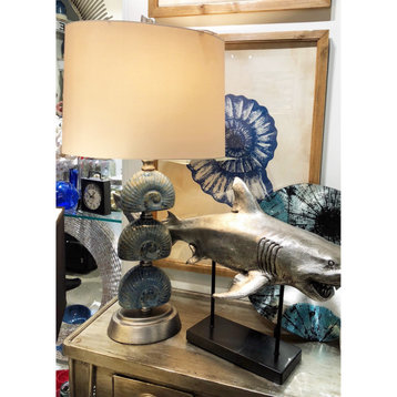 Coastal Seashell Glazed Ceramic Table Lamp