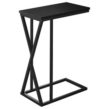 Accent Table C-shaped End Side Snack Living Room Bedroom Metal Black