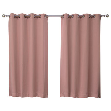 Solid Grommet Top Thermal Insulated Blackout Curtains, Mauve, 63"