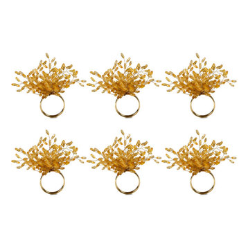 DII Gold Beaded Burst Napkin Ring, Set of 6