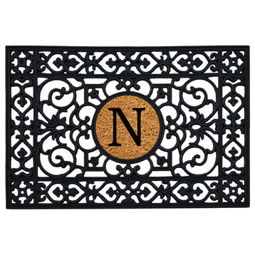 Rubber Monogram Doormat, Letter N