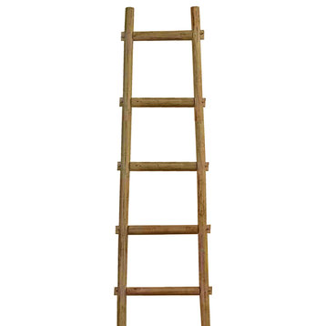 Benzara BM210392 Transitional Style Wooden Decor Ladder With 6 Steps, Brown
