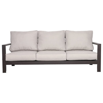 Atlantis Aluminum Frame Sofa in Brown with Beige/Off White Cushion