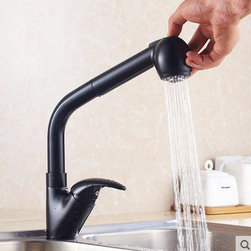 Black Copper Can Rotate With The Pull Type Shower Kitchen Faucet FB0199 - Kitchen Faucets