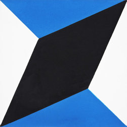 Moroccan Mosaic and Tile House - Diamond Handmade Cement Tile, Black/Blue, Sample - Wall And Floor Tile