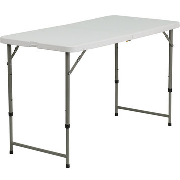 24"x48" Height Adjustable Bi-Fold Granite White Plastic Folding Table