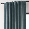 Italian Faux Linen Curtain Single Panel, Sweden Blue, 50wx96l