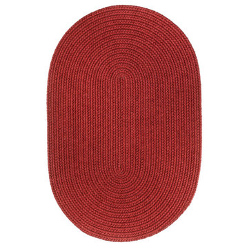 Pura Braided Red Wool Rug Scarlet Red 5'x8' Oval