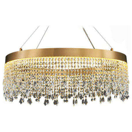 Adena Crystal Modern Ring Chandelier, Diameter 24"