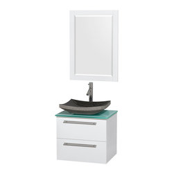 Wyndham Collection Amare 24" Vanity, Green Glass Top, Altair Black Granite Sink - Bathroom Vanities And Sink Consoles