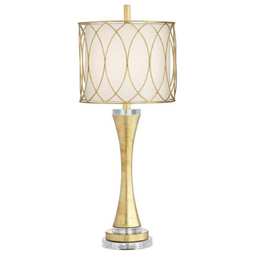 Pacific Coast Lighting Trevizo 32" Curvy Metal & Crystal Table Lamp in Gold Leaf