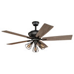 Vaxcel - Clybourn 52" LED Ceiling Fan Bronze - The Clybourn ceiling fan in a bronze finish has a distinct farmhouse or industrial look. The included light kit features 3 distinct wire cage directional lights over dimmable vintage Edison style filament bulbs (included). Attractive reversible driftwood or dark maple blades allow you to change up the look. A pull chain makes it easy to control the speeds. This fan is perfect for any living room, kitchen, or office. Can be alternatively installed without the light kit. It is compatible with sloped ceilings and includes a 6 inch down rod (longer down rods sold separately).