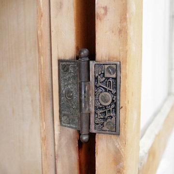 Antique Rustic Pine Wood 2 Part Cupboard
