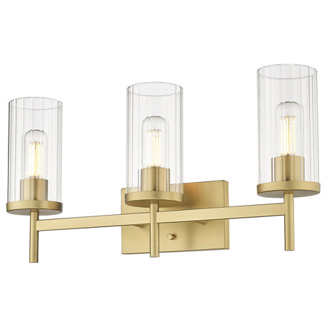 Winslett 3-Light Vanity Light, Brushed Champagne Bronze With Clear Glass