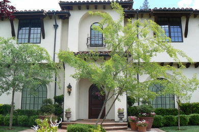 Example of a transitional exterior home design in Sacramento