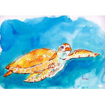 Betsy Drake - Brown Sea Turtle Door Mat 18x26 - These decorative floor mats are made with a synthetic, low pile washable material that will stand up to years of wear. They have a non-slip rubber backing and feature art made by artists Dick Hamilton and Betsy Drake of Betsy Drake Interiors. All of our items are made in the USA. Our small door mats measure 18x26 and our larger mats measure 30x50. Enjoy a colorful design that will last for years to come.