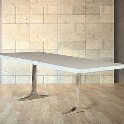 Apollo Rectangular Corian Dining Table with Distressed Aluminum Trestle Base Wav - Products