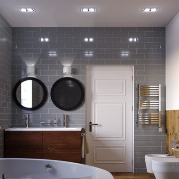 Дизайн интерьера ванной комнаты в скандинавской стиле в г. Калининград