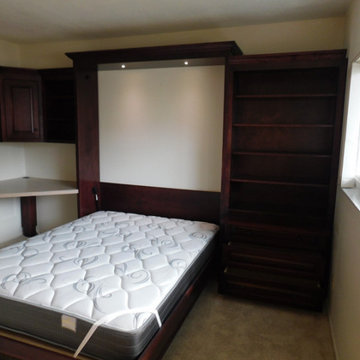 Traditional Murphy Wall Bed with Hidden Leg, Side Nightstand Bookcase