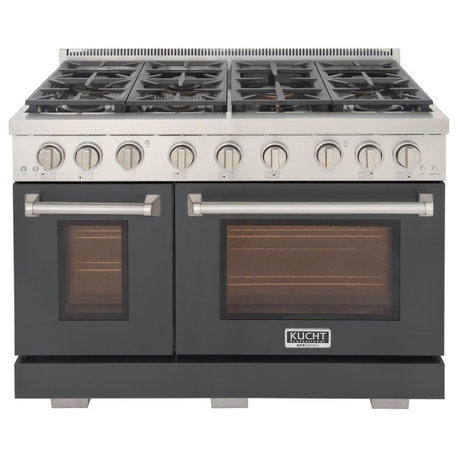 Professional 48" Double Oven Range, Grill/Griddle, Gray, Natural Gas