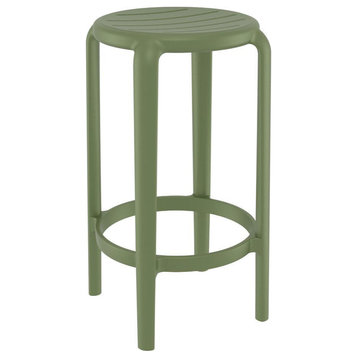 Tom Resin Counter Stool Olive Green