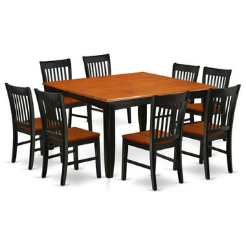 East West Furniture Parfait 9-piece Wood Dinette Set in Black/Cherry