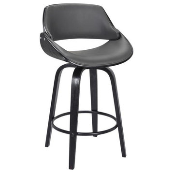 Armen Living Mona 26" Modern Faux Leather Counter Stool in Black and Gray