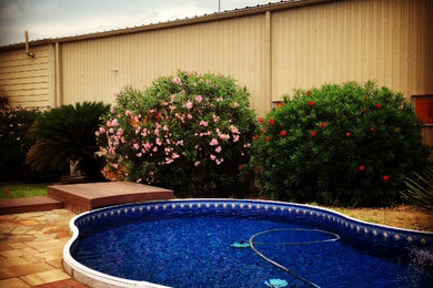 Inspiration for a small transitional backyard kidney-shaped pool remodel in Houston
