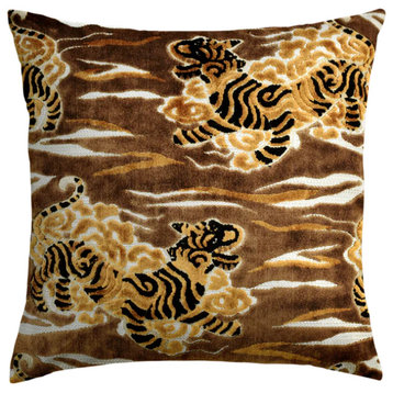 The Pillow Collection Black Carlos Throw Pillow, Cover Copper, 18"x18"