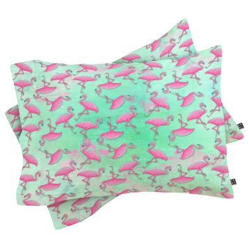 Deny Designs Madart Inc. Pink and Aqua Flamingos Pillowcase