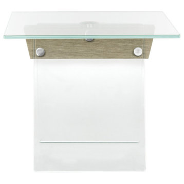 Kierston Modern Glass Loft Accent Table, Gray Clear