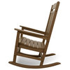 Patio Rocking Chair, All Weather Plastic Frame With Slatted Seat, Brown