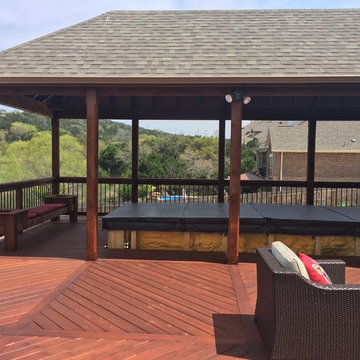 Elevated Deck & Cover for Swim Spa with Lattice Storage Below: Helotes, TX