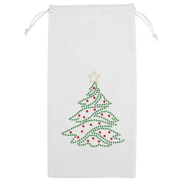 Sparkles Home Rhinestone Christmas Tree Wine Bag - White