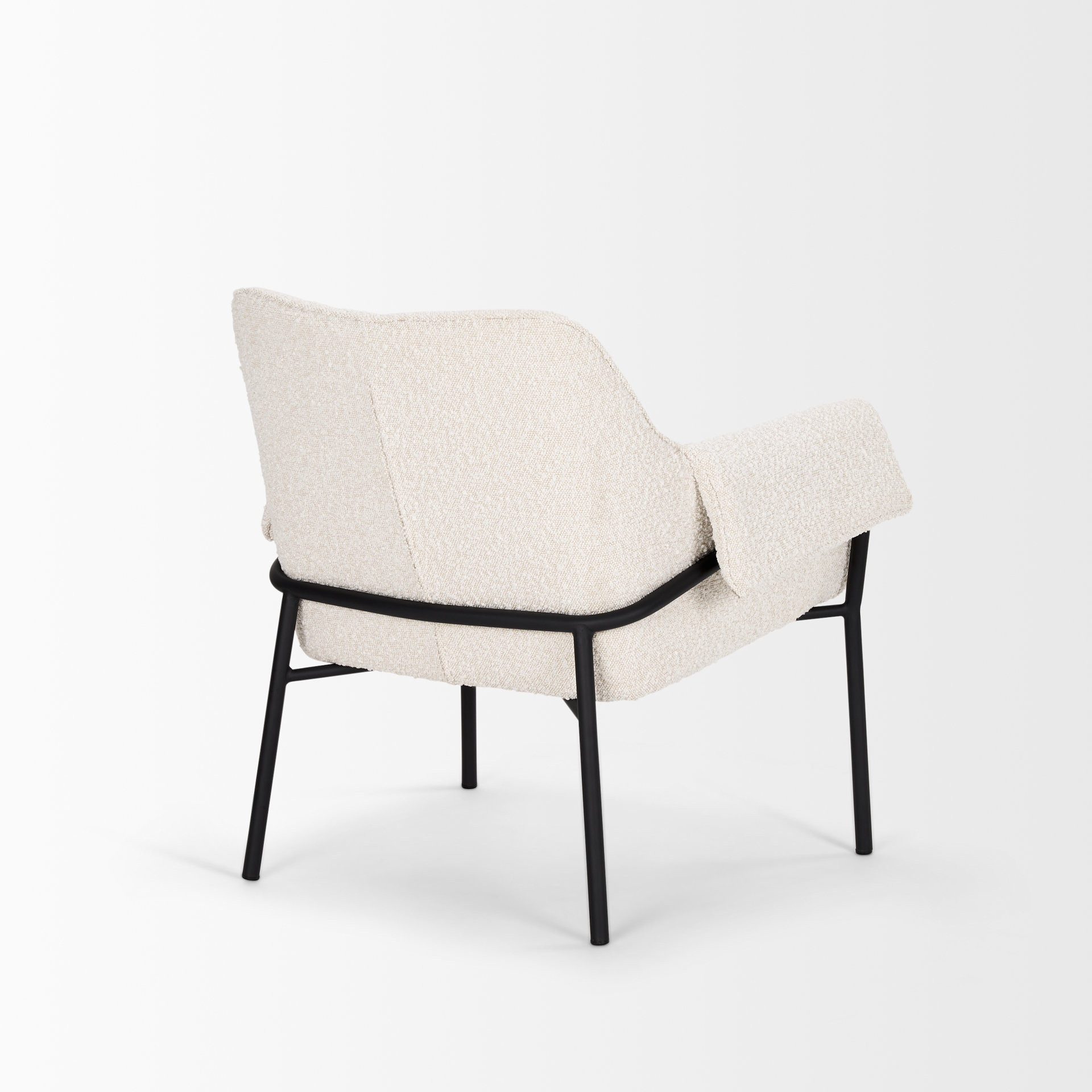 Brently Accent Chair With Cream Boucle Fabric and Matte Black Metal ...