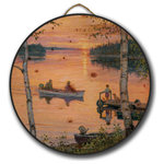 House & Homebody Co. - Round Wall Art, Lakeland Sunset, 18" Diameter - Our round wall art is printed on a character-rich, 1 1/4 inch knotty pine wood that produces a beautiful rustic appearance. Round wall art is finished to our gallery grade standards with one coat of sealer and two topcoats of a satin finish. Comes with a jute rope hanger and is ready to hang.