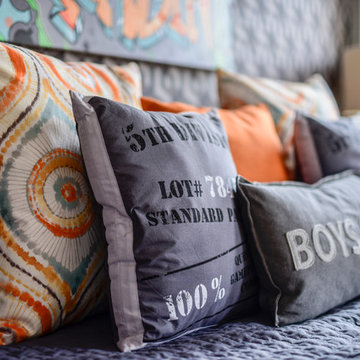 Funky and Bold Skateboard Themed Room with Custom Graffiti Artwork and Packed wi