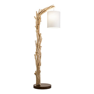 Modern Home Offset Driftwood Nautical Wooden Floor Lamp - Rustic ...