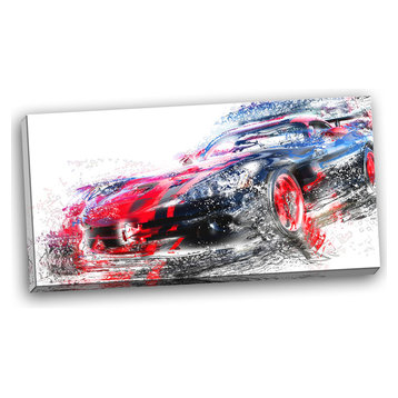 "Red and Black Sports Car" Canvas Painting
