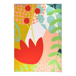 Floral Rug Colorful Foliage & Leaves Rug Swizzle Indoor Area Rug, 5'x7 ...