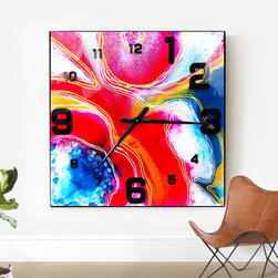 Original 3D wall clock with Hand painted side table - Side Tables And End Tables