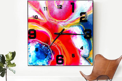 Original 3D wall clock with Hand painted side table