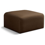 Meridian Furniture - Arc Upholstered Modular Component, Brown, 1-Piece: Ottoman, Velvet - Give your living room or den the perfect blend of style and versatility with this Arc velvet fabric ottoman. Part of the Arc modular furniture collection, this ottoman comes upholstered in rich brown velvet fabric that adds a touch of luxury while enhancing comfort and support. A seamless combination of form and function, this ottoman can be used with other Arc pieces to create a myriad of configurations in your well-curated room.