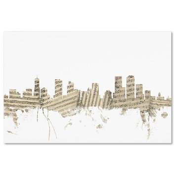 'Denver, Colorado Skyline Sheet Music' Canvas Art by Michael Tompsett
