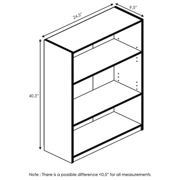 Furinno JAYA Simple Home 3-Tier Adjustable Shelf Bookcase, Columbia Walnut