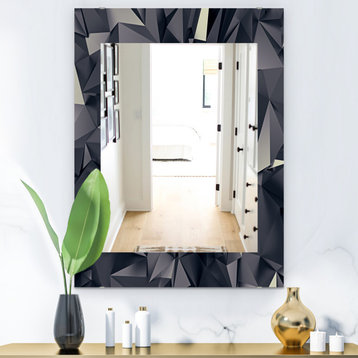 Designart Shades of Black Modern Frameless Wall Mirror, 24x32