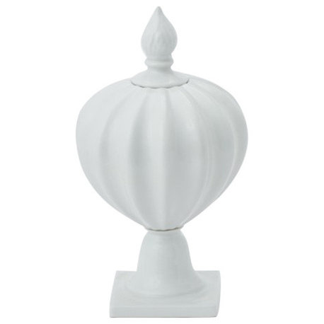 Colonial Williamsburg White Finial Jar, Urn Flame Lid