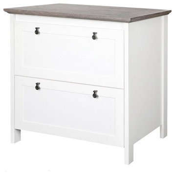 Saint Birch Finley 2-Drawer Modern Wood Lateral File Cabinet in White/Gray Oak
